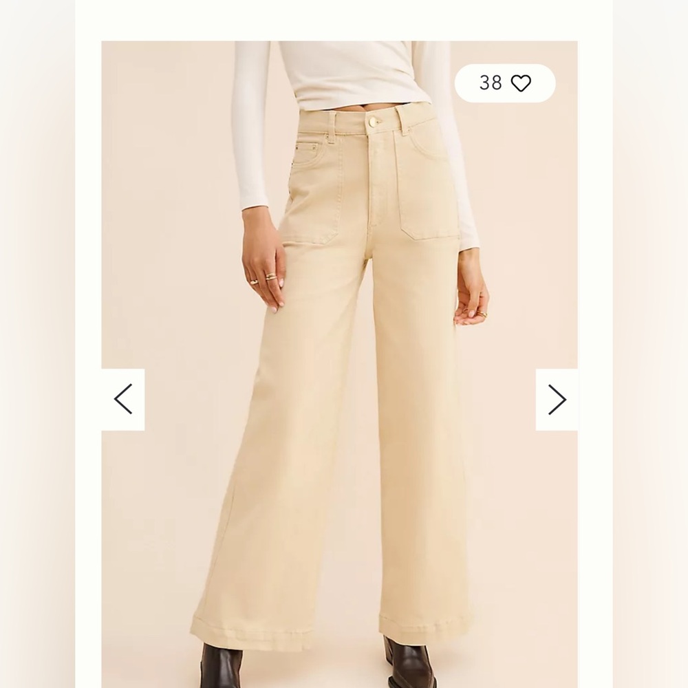 DL1961 Hepburn Patch Pocket Wide Leg Jeans Size 29 Yellow